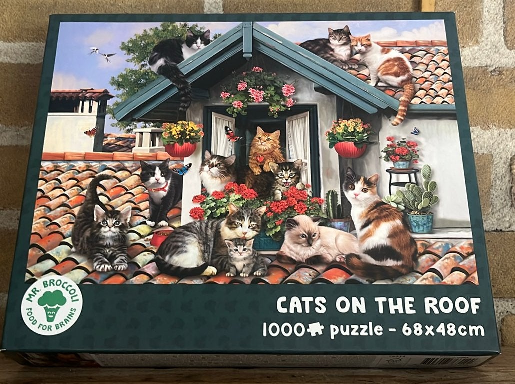 Cats on the Roof puzzel van 1000 stukjes, Ophalen of Verzenden, 500 t/m 1500 stukjes, Zo goed als nieuw