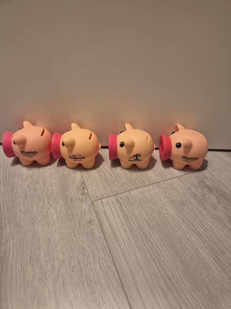3 leuke spaarpotjes, varkens, spaarvarkens, Ophalen of Verzenden, Gebruikt, Kunststof, Dier
