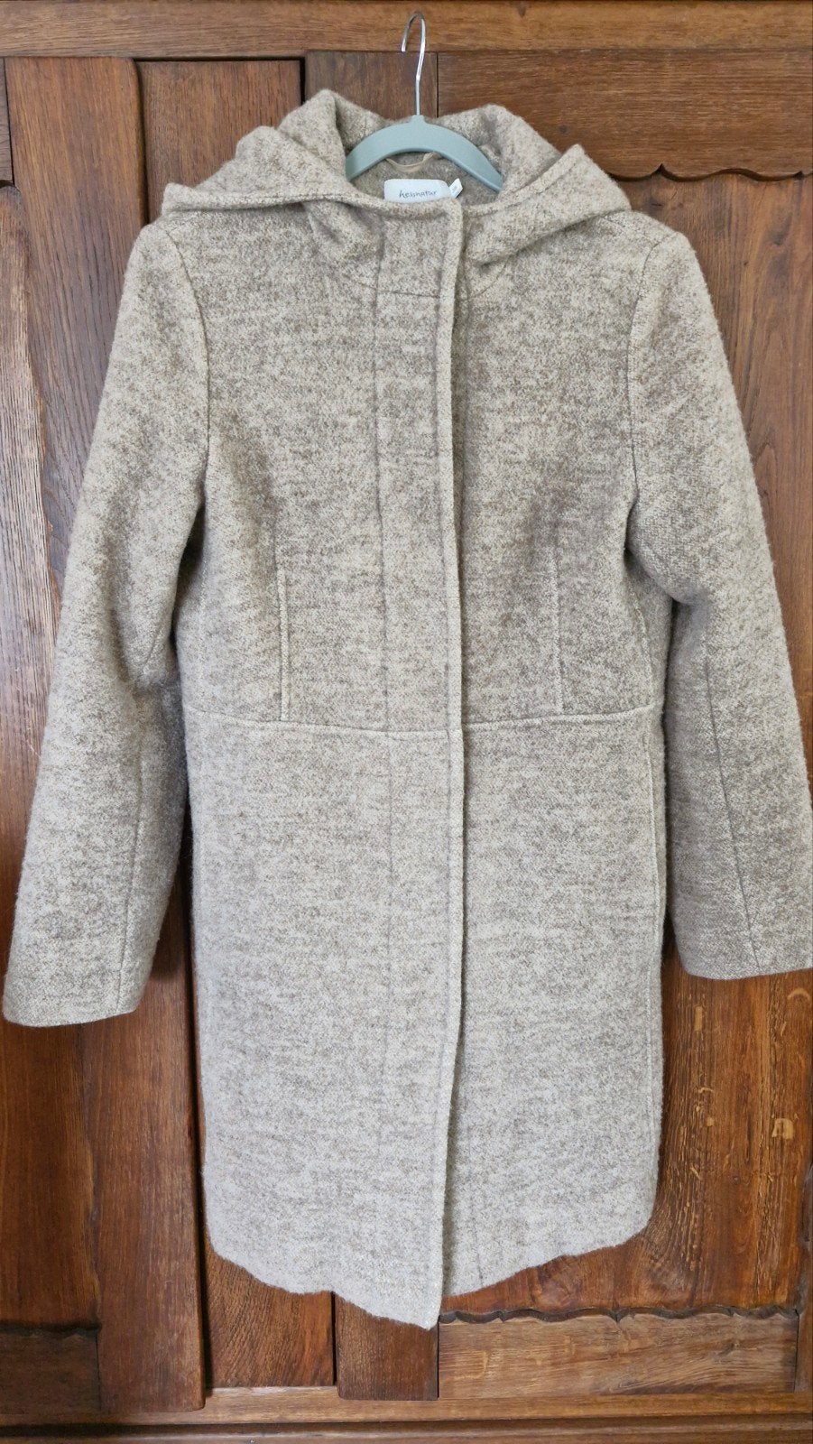 Hessnatur wollen jas, beige, maat 38 (valt als S), Hessnatur, Beige, Ophalen of Verzenden, Zo goed als nieuw