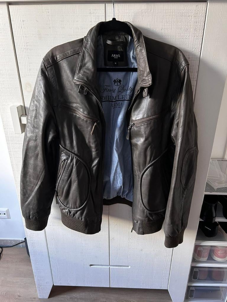 ARMA Men leren herenjas - Maat M groen, Kleding | Heren, Jassen | Winter, Arma, Zo goed als nieuw, Groen, Verzenden