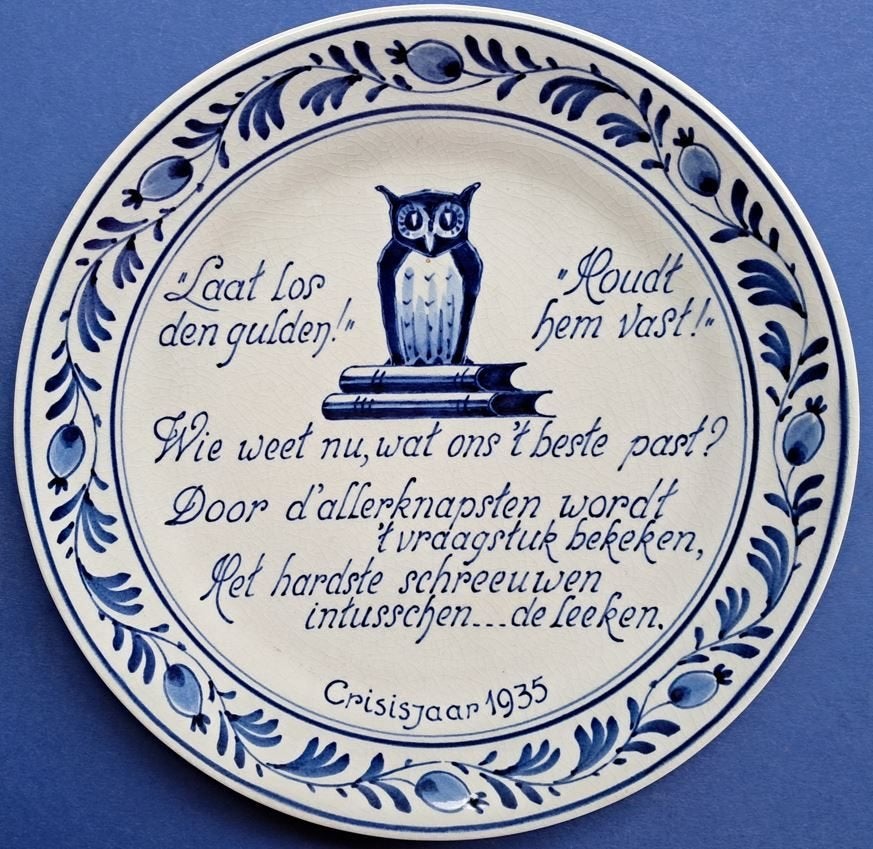 Porceleyne Fles 1935 Laat los den Gulden 18cm (T18-30) Mooi, Ophalen of Verzenden