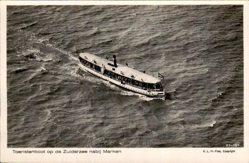 Marken - Toeristenboot - Zuiderzee, Ophalen of Verzenden, 1920 tot 1940, Ongelopen, Noord-Holland