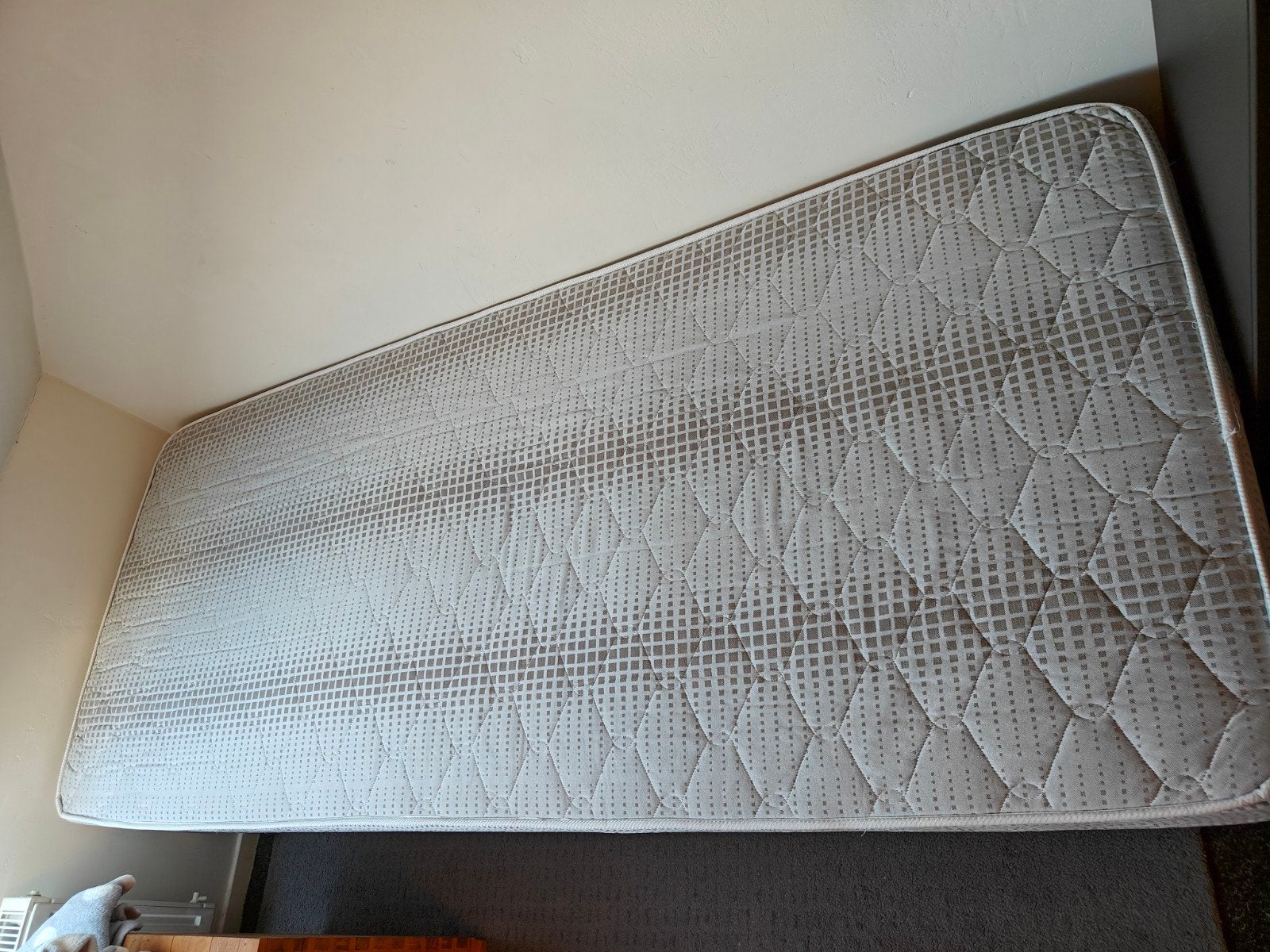 Eenpersoons matras en bedbodem - 90x215 cm, Ophalen, Gebruikt, Eenpersoons, Matras