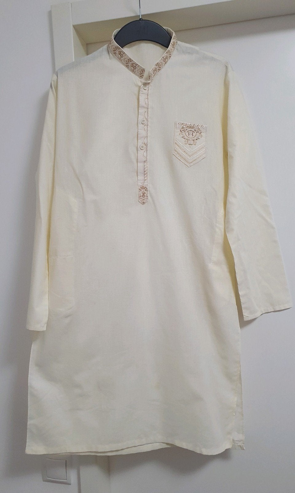 Traditioneel Heren Kurta Shirt - Crème met Borduurwerk, Ophalen of Verzenden, Zo goed als nieuw, Onbekend