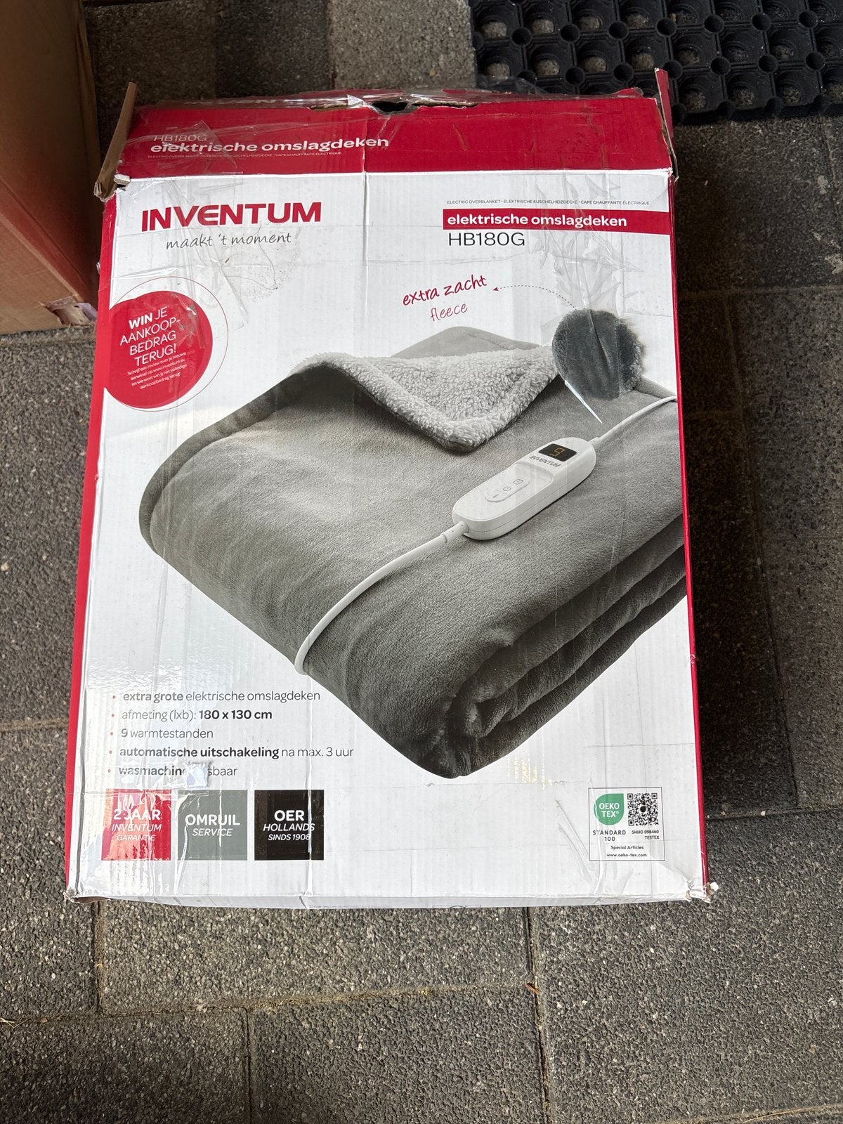 Inventum HB180G Extra Zacht Fleece Elektrische Omslagdeken, Ophalen, Grijs, Fleece, Wasbaar