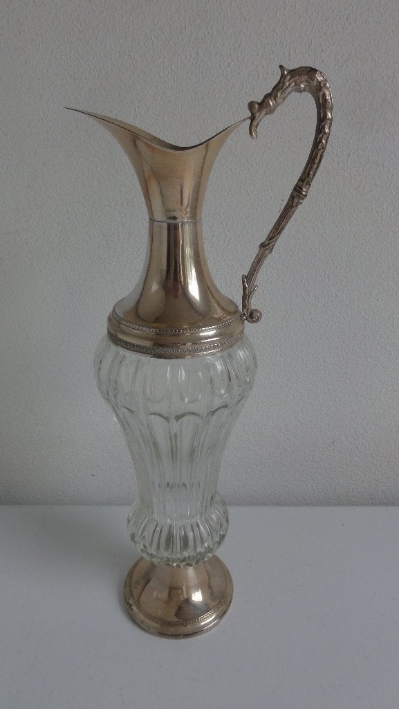 Waterkan of wijnkan, Italie kristal antiek, slank model, Antiek en Kunst, Antiek | Glas en Kristal, Ophalen of Verzenden