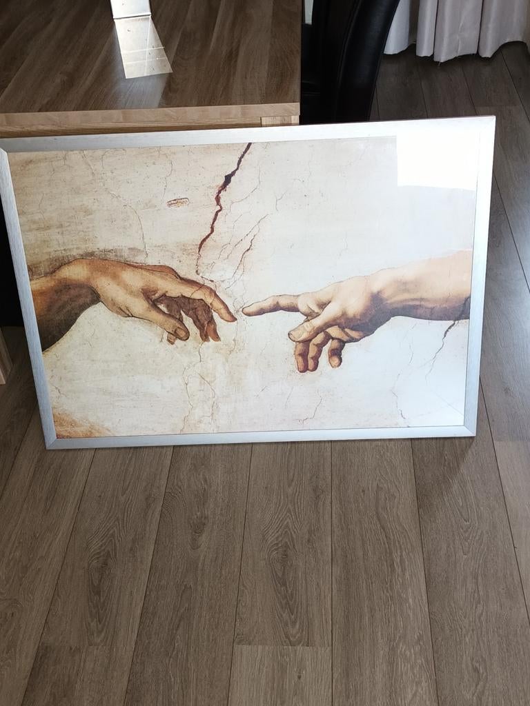 Michelangelo's Schepping van Adam - Ingelijste Print, Ophalen of Verzenden