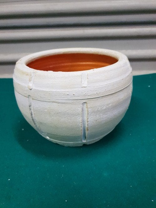 Bloempot van crème aardewerk, rond, Ophalen of Verzenden, 'T Olde Gre-j, Info@toldegrej.nl, Endepoelstraat 20f Didam