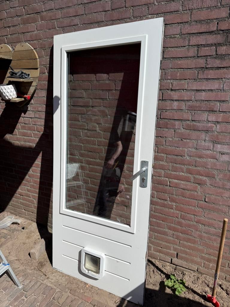 Hard houten buiten deur., Ophalen, Gebruikt, Buitendeur, 200 tot 215 cm