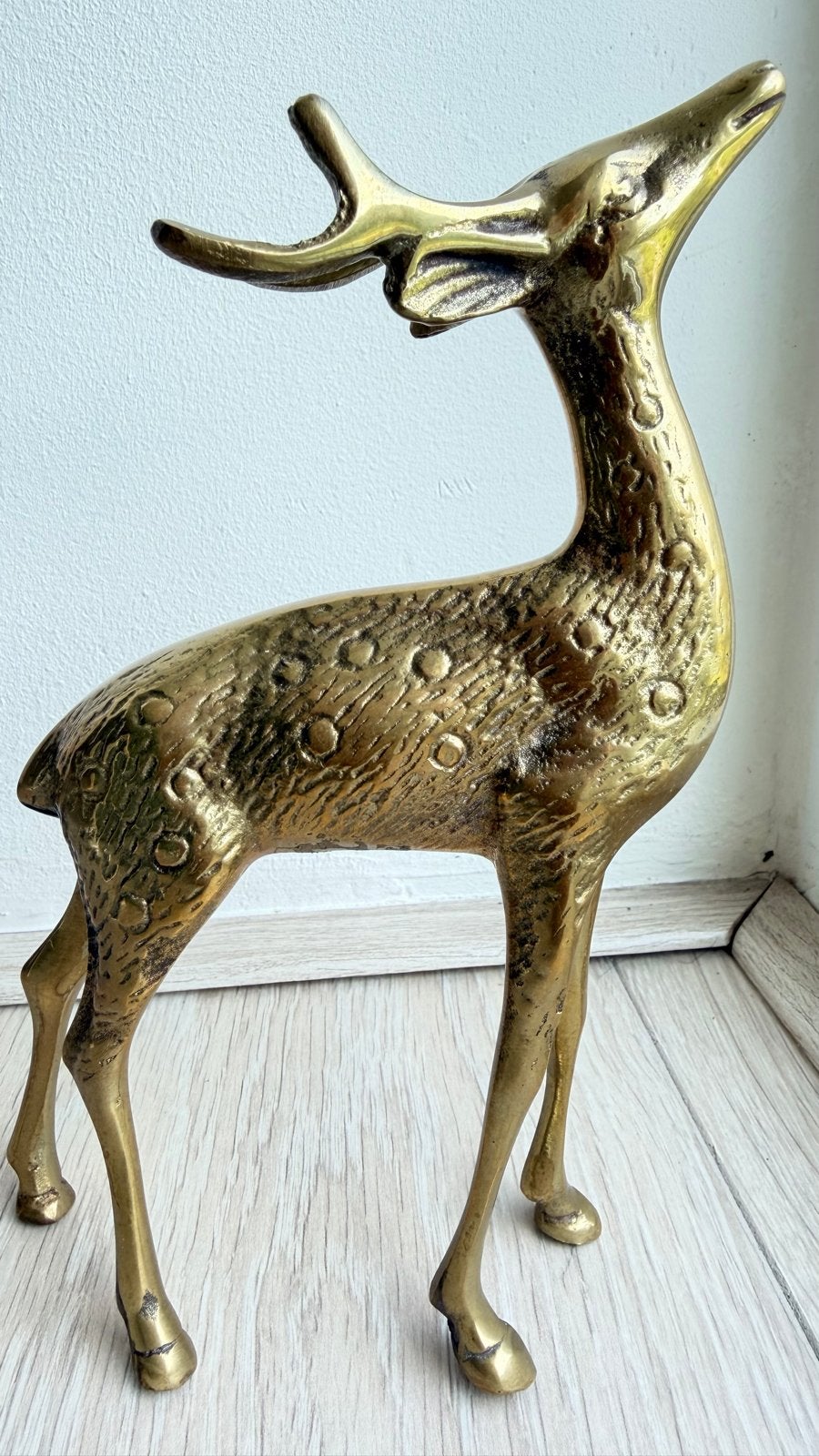 Antiek bronzen hert - 22x19 cm, Verzenden, Brons