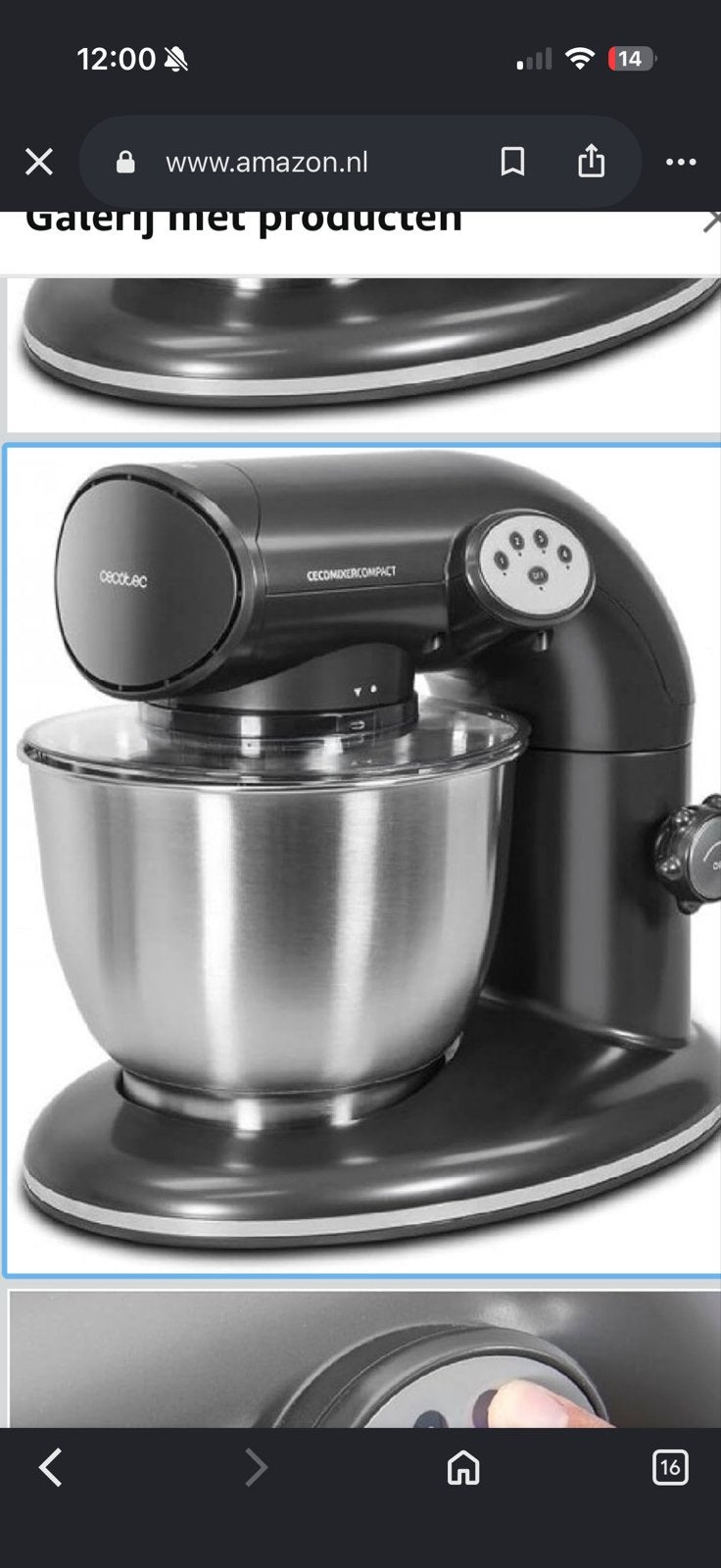 Cecotec Cecomixer Compact Keukenmachine Planetaire Mixer, 4 liter of meer, Ophalen of Verzenden, Zo goed als nieuw, 3 snelheden of meer