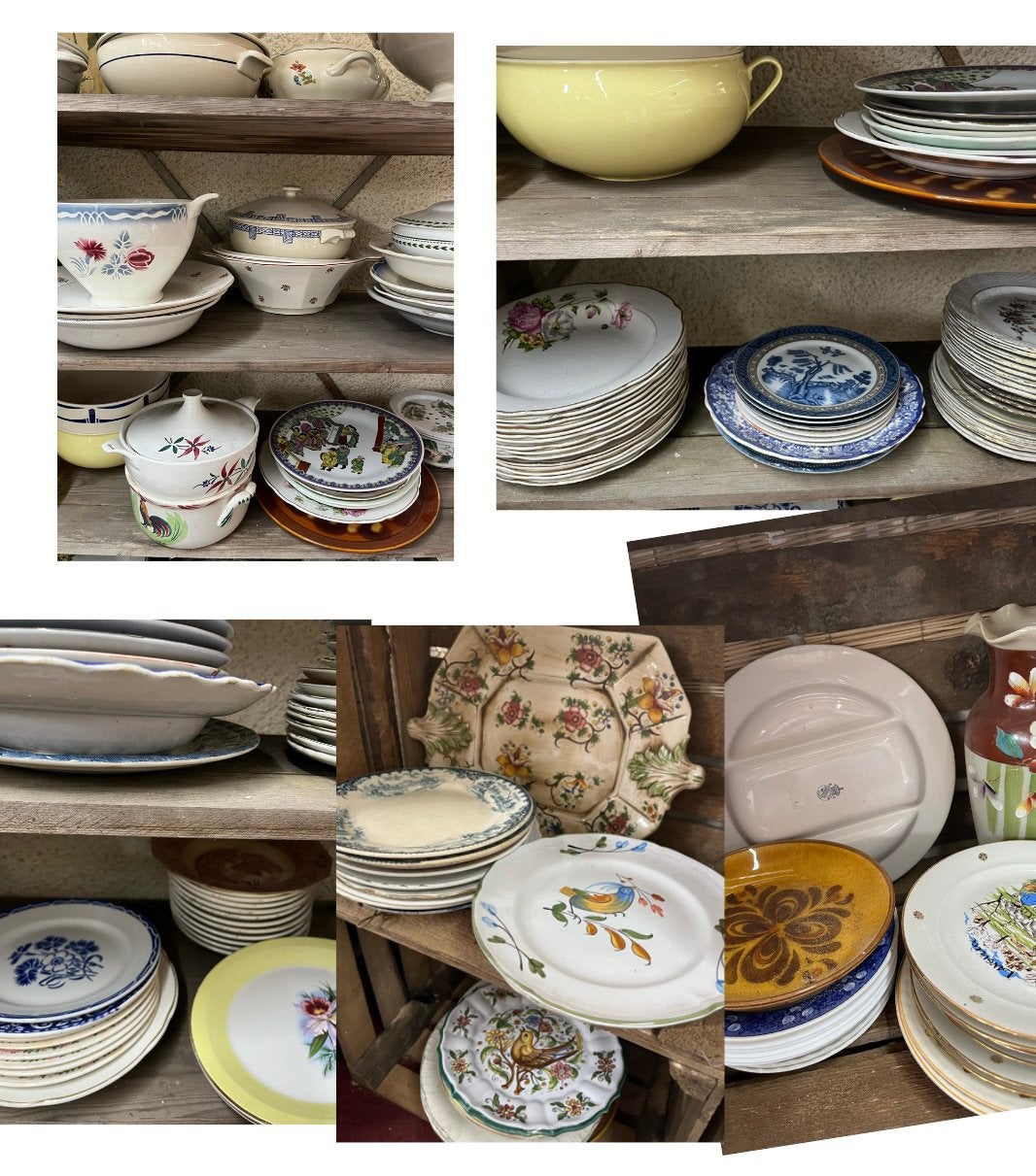 Partij antiek frans servies  150 stuks schalen borden, Antiek en Kunst, Antiek | Servies compleet, Ophalen