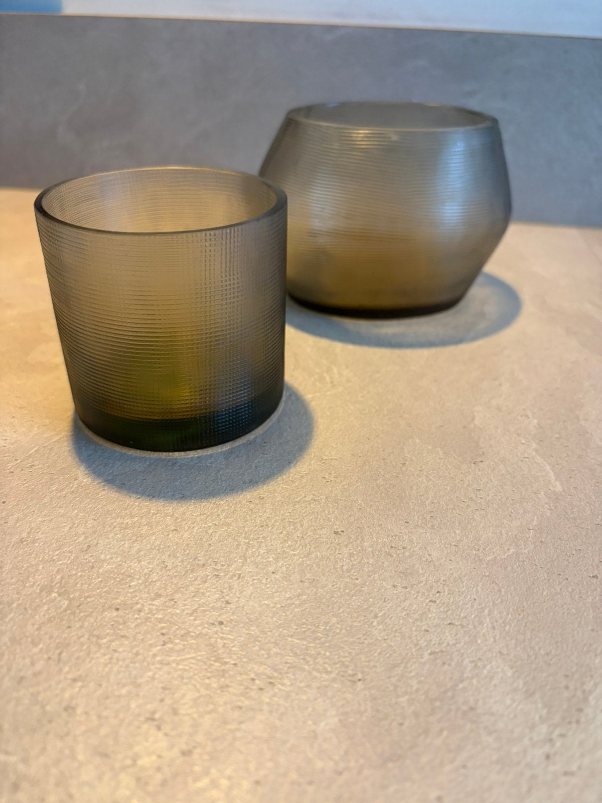 Bombyxx set 2 stuks smoke, Windlicht, Beige, Nieuw, Ophalen of Verzenden