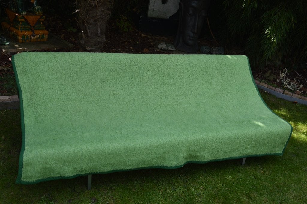 Vintage dralon deken/ sprei / woondeken jaren 70 mosgroen, Gebruikt, Eenpersoons, Overige materialen, Ophalen of Verzenden