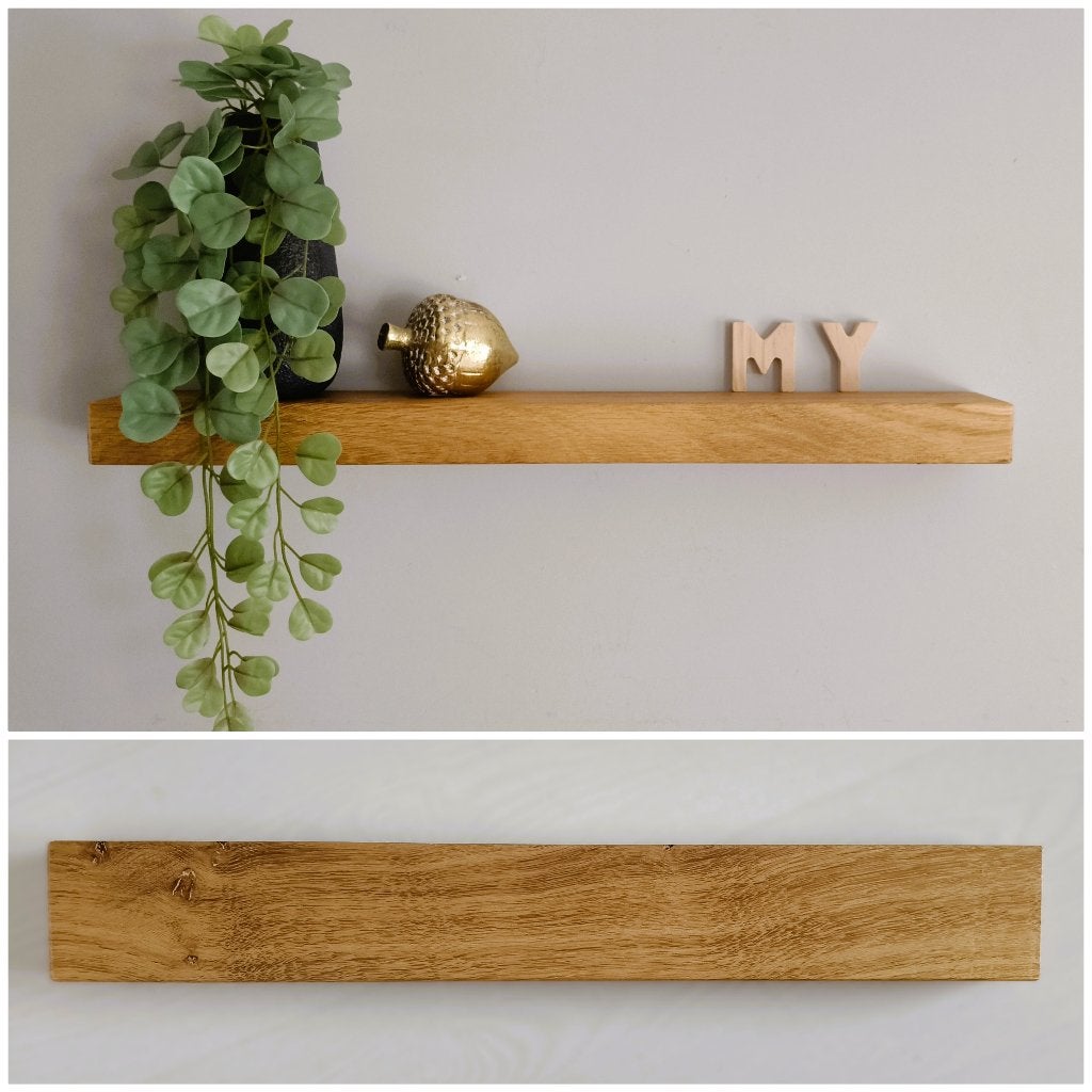 Zwevende eiken wandplank houten decoratie schap 58cm #131B, Houtatelier M.Y., Info@myhoutatelier.nl, Nieuw, Ophalen of Verzenden