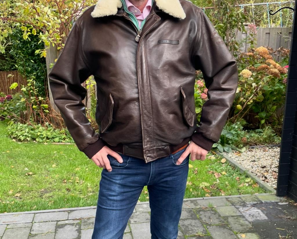 Pall Mall PME leren piloten jas XL, Kleding | Heren, Jassen | Winter, Gedragen, Maat 56/58 (XL), Bruin, Ophalen of Verzenden