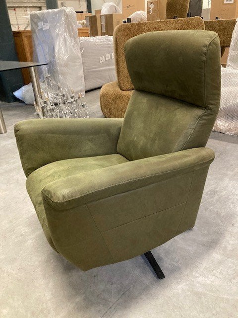 relaxfauteuil draaifauteuil stof groen velvet ALS NIEUW