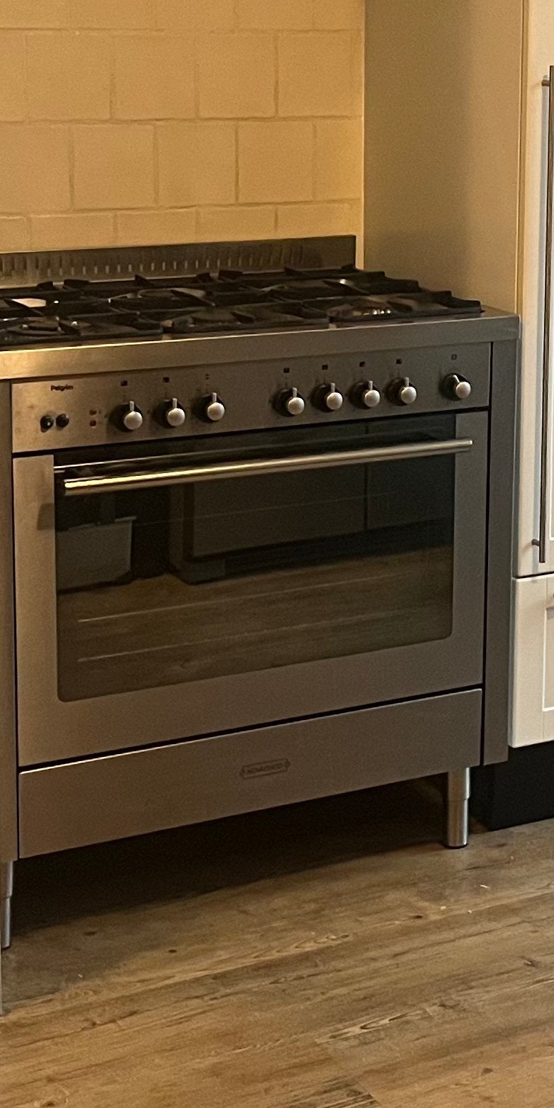 Pelgrim RVS 6-pits gasfornuis met elektrische oven, Witgoed en Apparatuur, Fornuizen, Ophalen, Gebruikt, 60 cm of meer, Grill