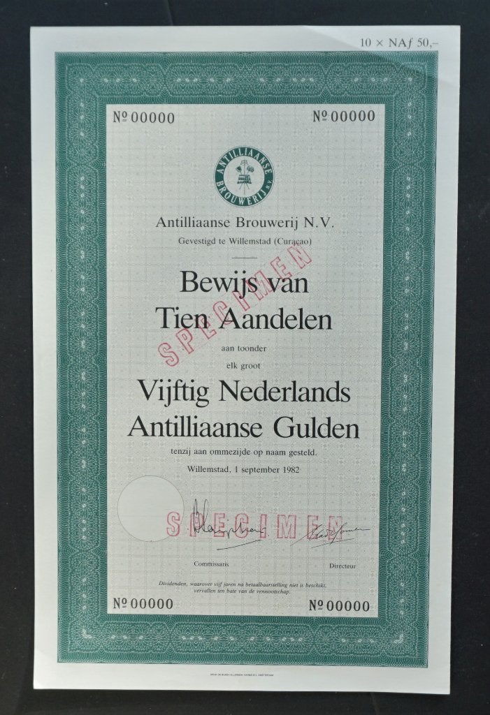Antilliaanse Brouwerij N.V. - Willemstad (Curacao) 1982, Verzenden, 1970 tot heden, Aandeel