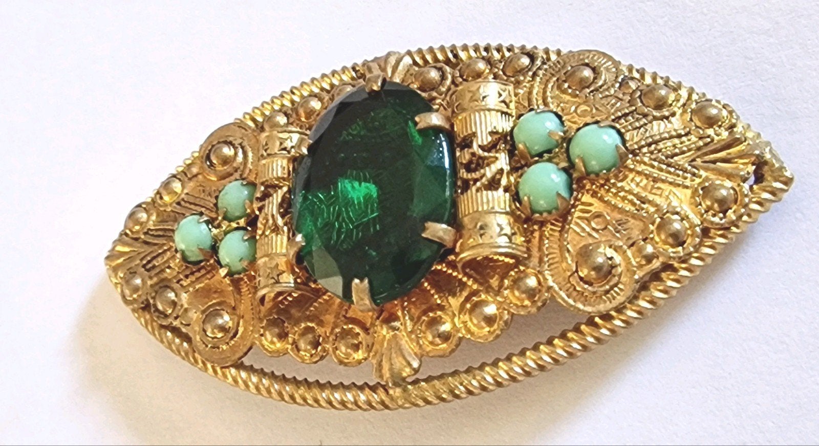 Antieke vergulde broche, Ophalen of Verzenden, Overige materialen, Broche