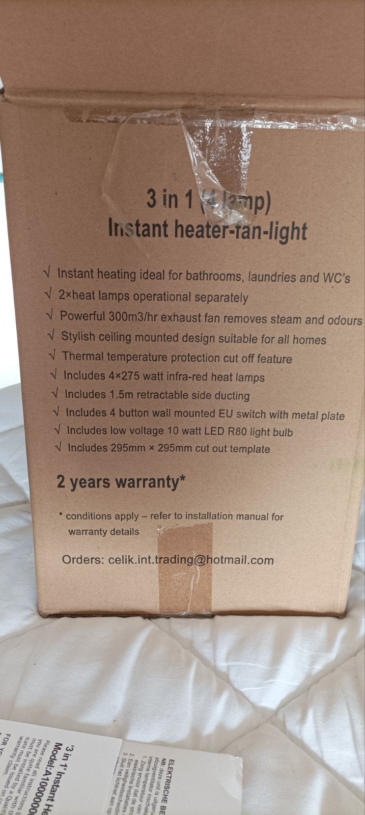 Celik 3-in-1 Instant Heater, Ventilator & LED Licht, 30 tot 80 cm, Overige typen, Nieuw, Minder dan 60 cm
