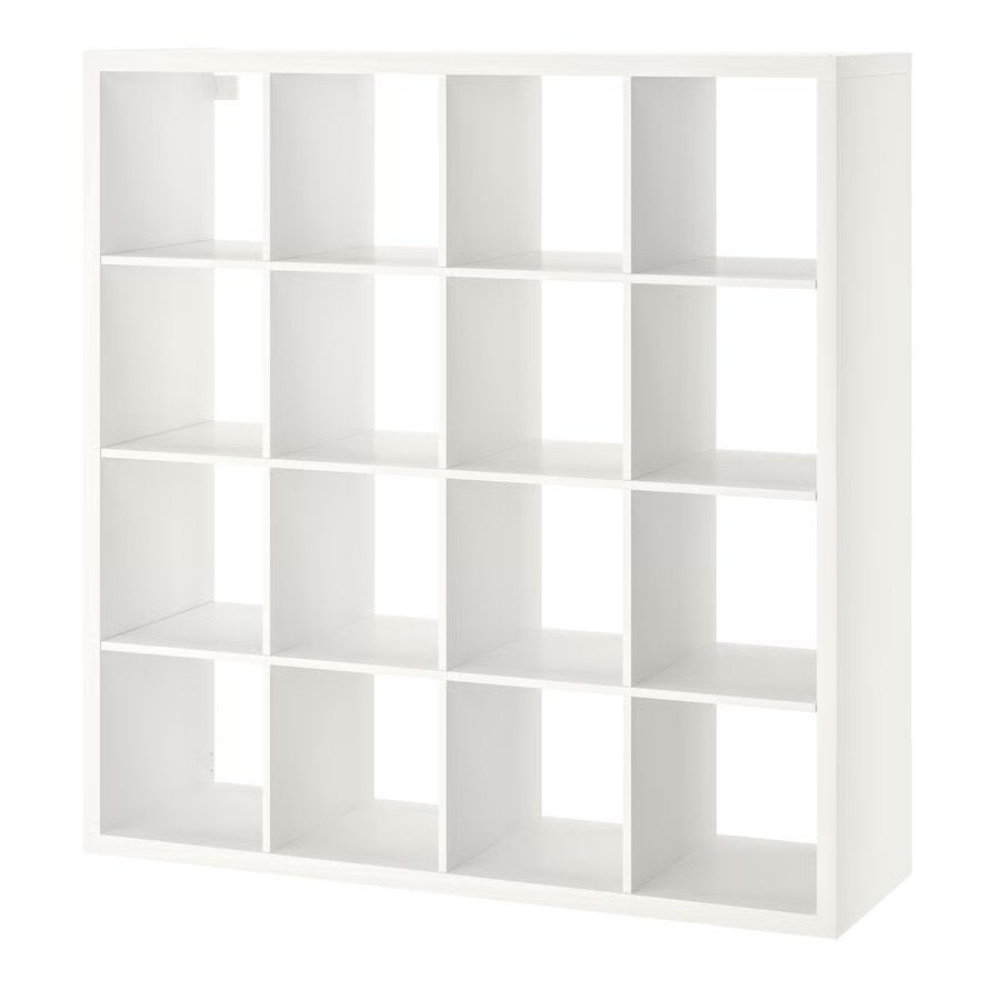 Witte Kallax kast met 16 vakken - zo goed als nieuw, Ophalen, Met plank(en), 100 tot 150 cm, Zo goed als nieuw