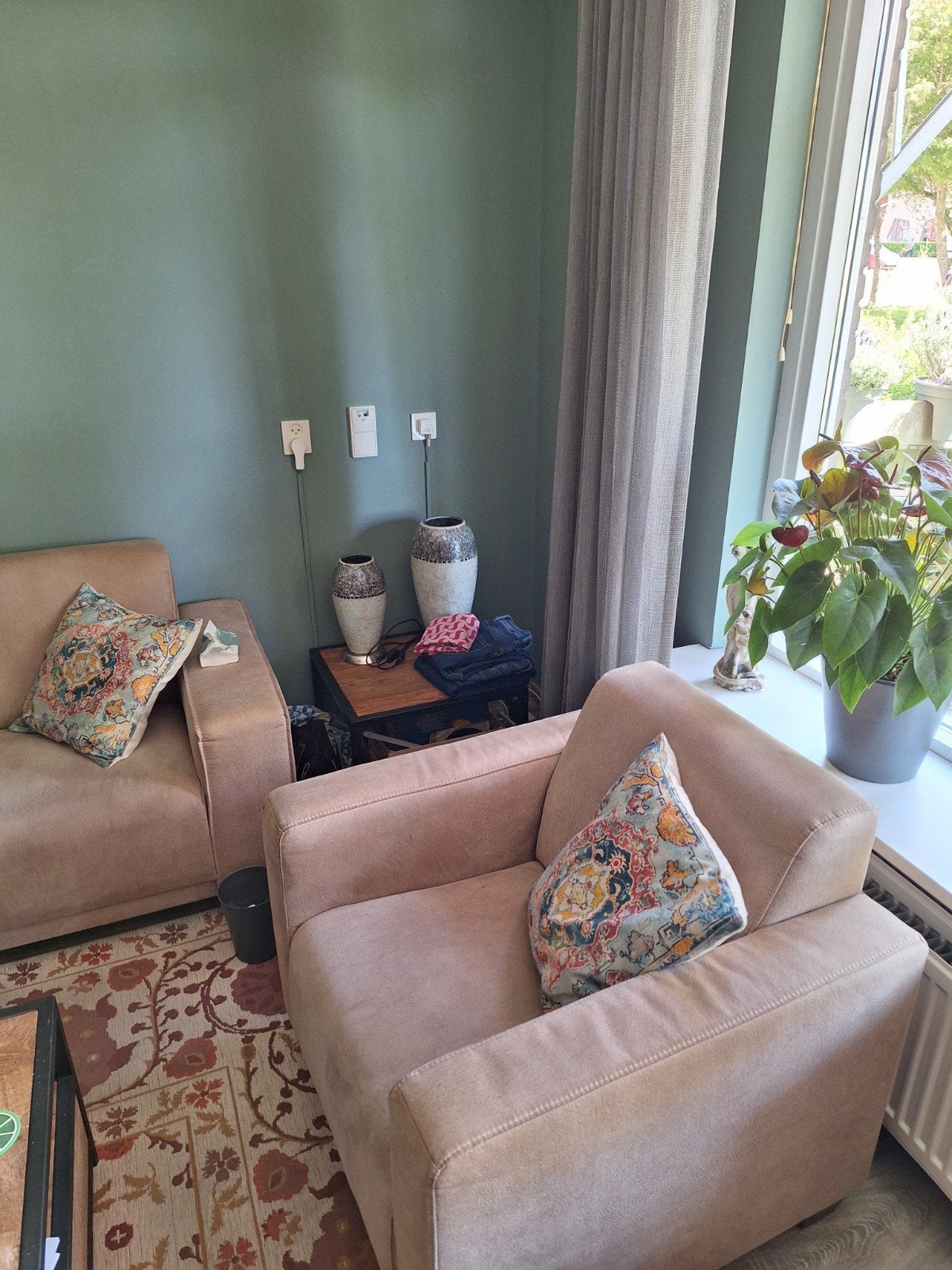 Bankstel en 2 fauteuils te koop., Ophalen, Stof
