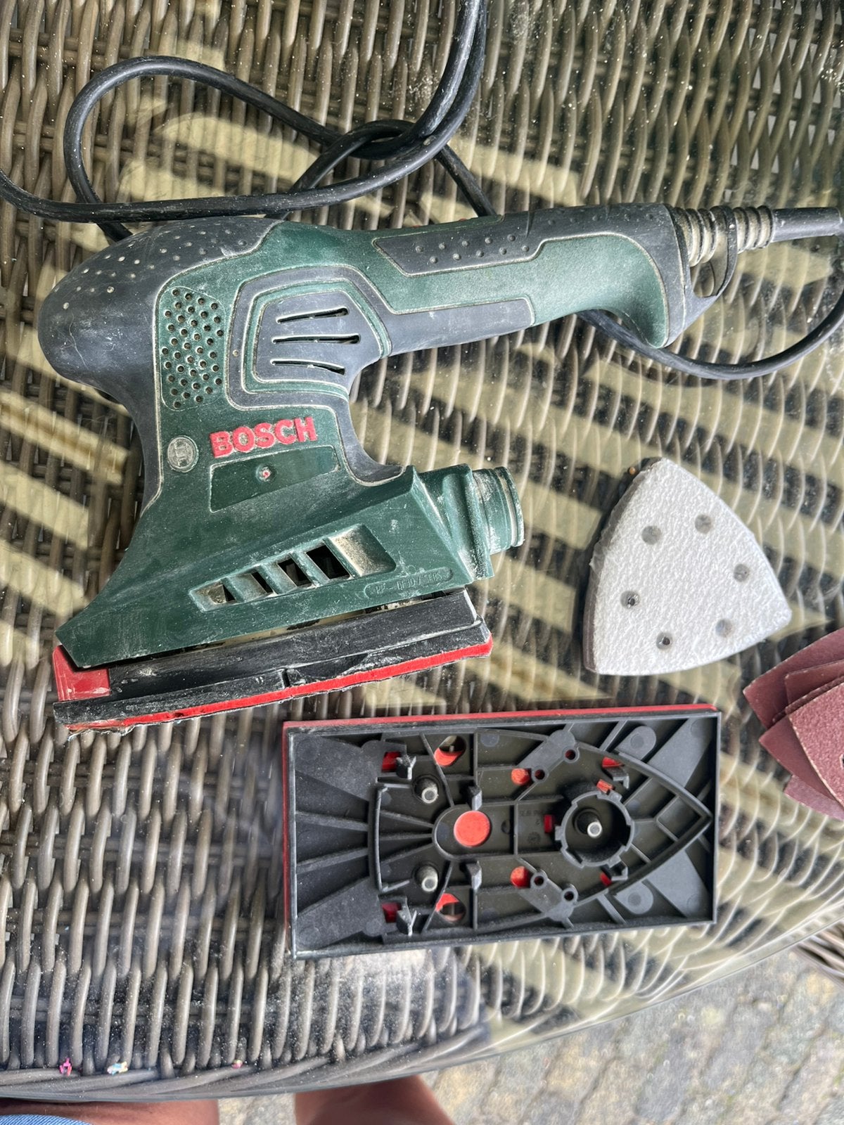 Bosch schuurmachine, Ophalen of Verzenden, Gebruikt, Minder dan 600 watt, Vlakschuurmachine