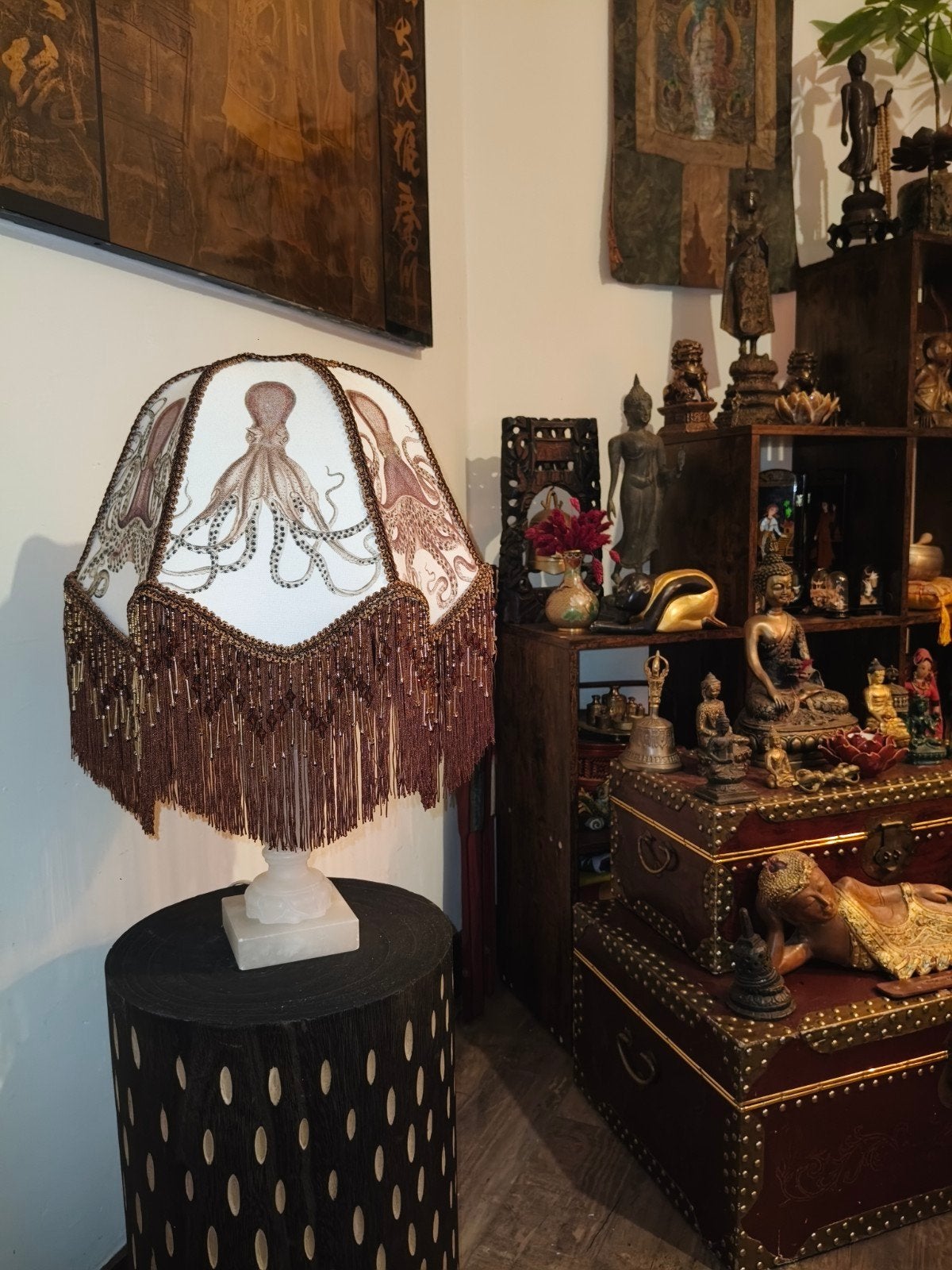 Vintage Handgemaakte Lampenkap Octopus, Ophalen of Verzenden