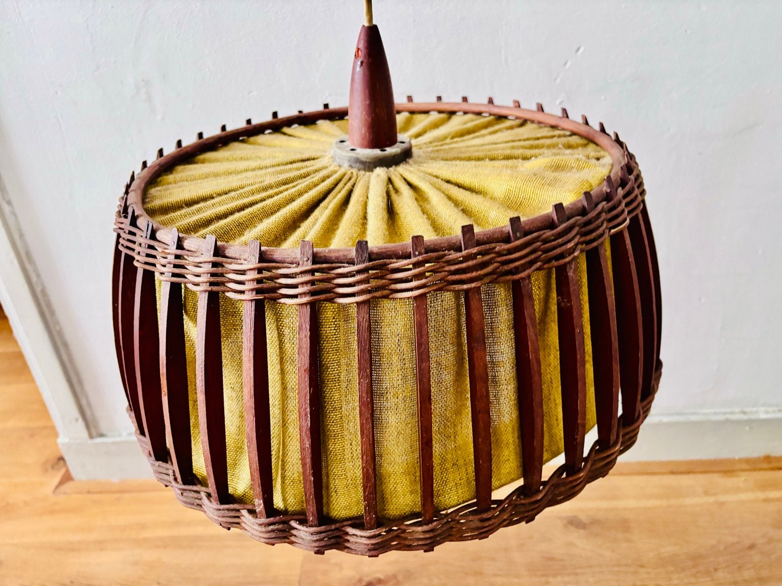 Vintage Teak Houten Hanglamp Scandinavisch Jaren 60/70, Ophalen