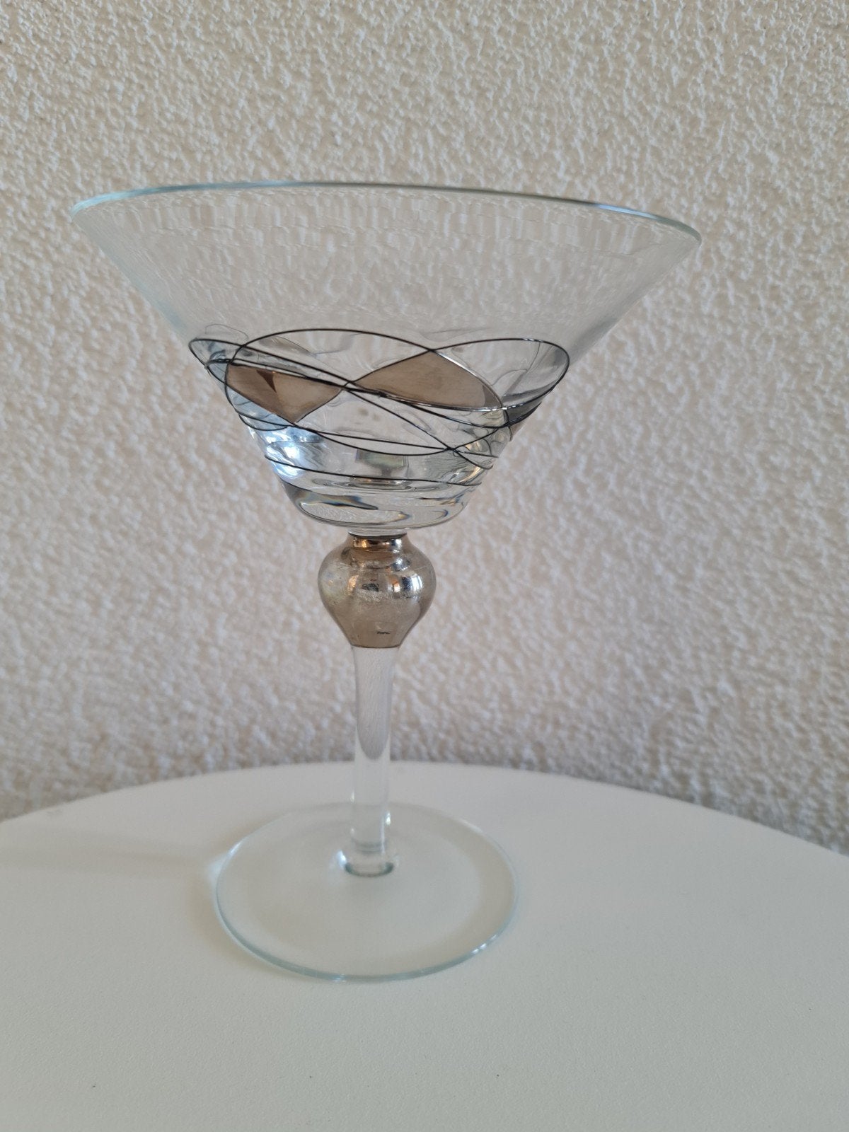 Martini glas met zilveren accenten tiffany glas, Ophalen of Verzenden