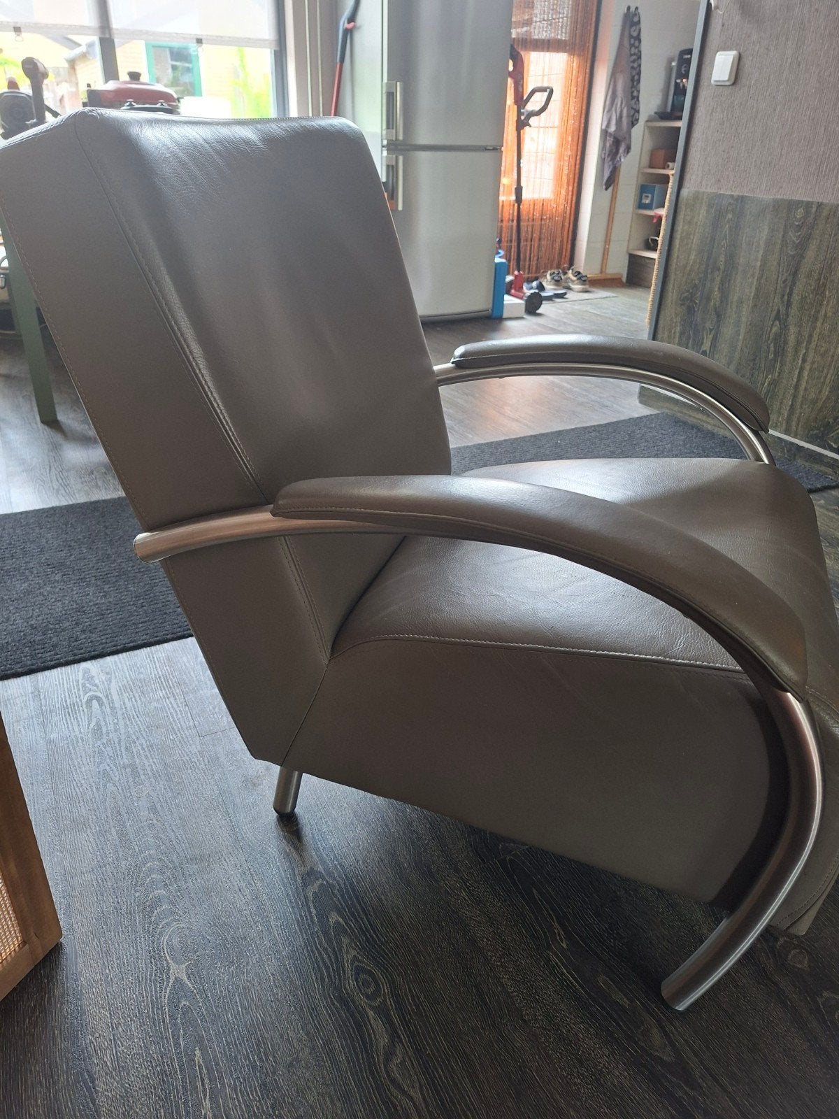 Molinari fauteuil - Leer - Taupe, Ophalen, Zo goed als nieuw, Leer