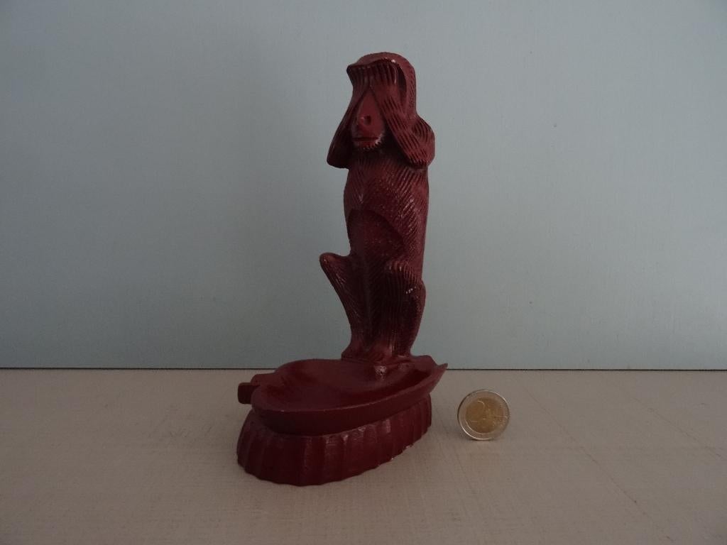Asbak aap rood, Verzamelen, Beelden en Beeldjes, Ophalen of Verzenden, Gebruikt, Dier