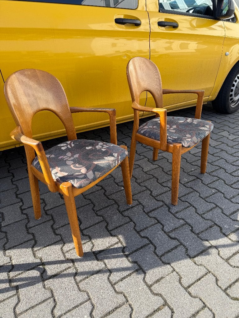 2x Niels Koefoed Larssen Morten Stoelen Teak Danish, Ophalen, Gebruikt, Bruin, Hout