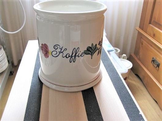 Boerenbont voorraadpot "Koffie" met bloemdeksel Boerenbond, Huis en Inrichting, Keuken | Servies, Gebruikt, Ophalen of Verzenden