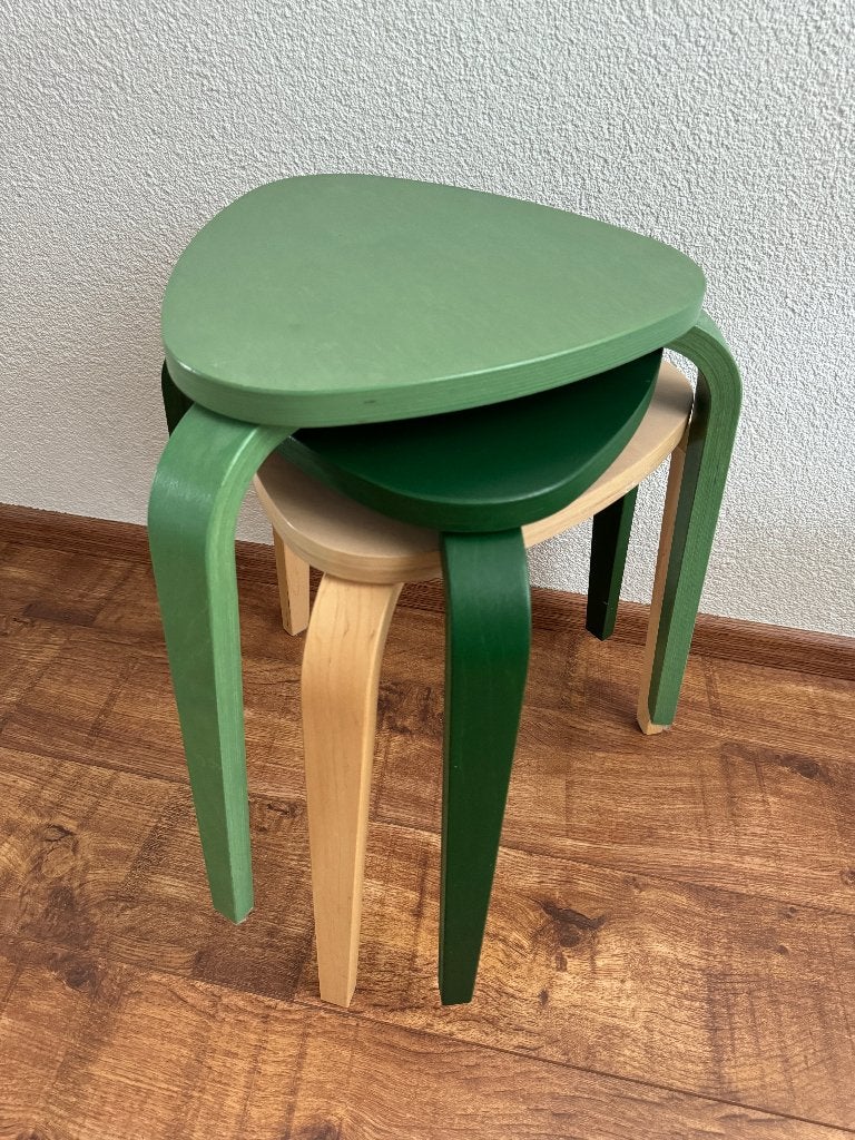 3x IKEA KYRRE kruk – berken + groen, stapelbaar, Ophalen, Zo goed als nieuw, Hout