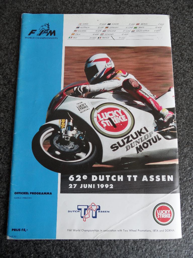 TT Assen 1992 motorwegrace 62e Dutch TT programma, Verzenden, Zo goed als nieuw, Motoren