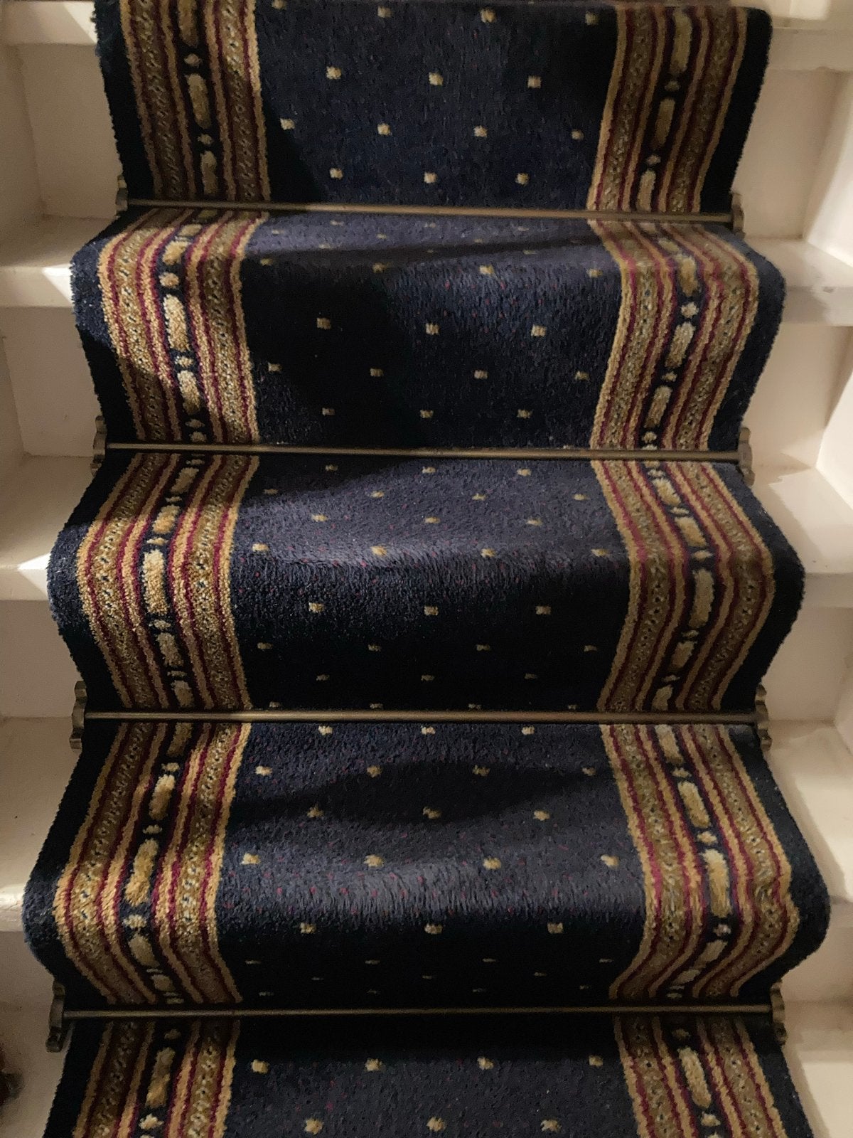 Donkerblauwe traploper met klassiek patroon, Ophalen, Gebruikt, Blauw, 200 cm of meer