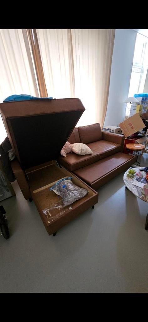 Maison du Monde hoekbank met slaap functie en opbergruimte, 250 tot 300 cm, Gebruikt, 100 tot 125 cm, Hoekbank