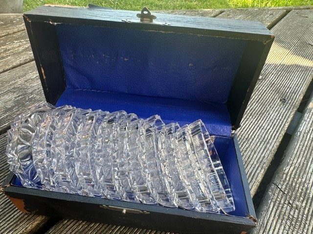 kristal onderzetters in doos / vintage, Ophalen of Verzenden