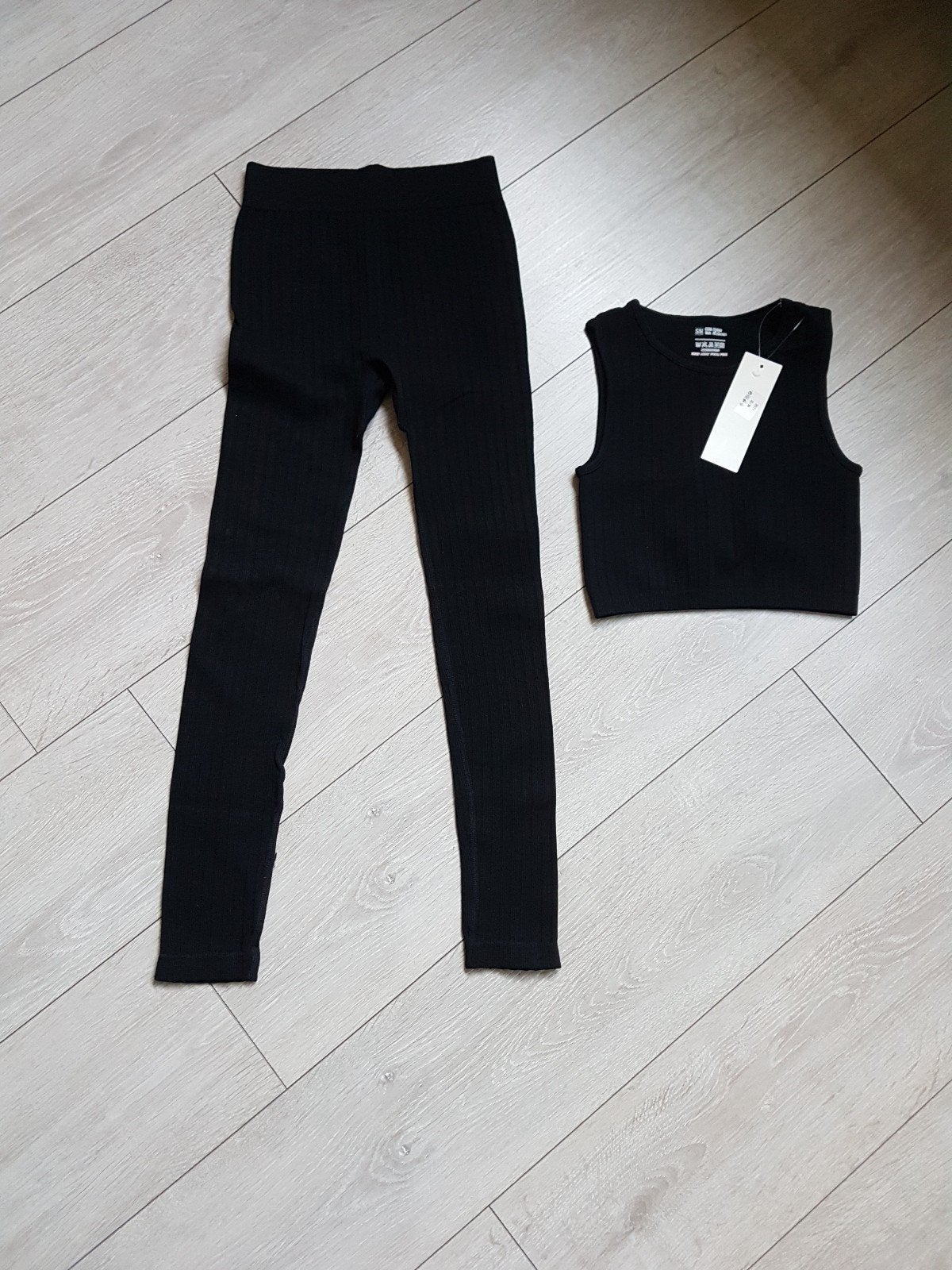 rib set zwart maat S/M, Verzenden, Nieuw, Zwart
