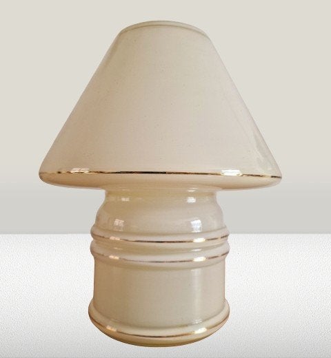 Vintage Massive tafellamp met glazen voet en kap, Gebruikt, Overige merken, Vintage, Ophalen of Verzenden