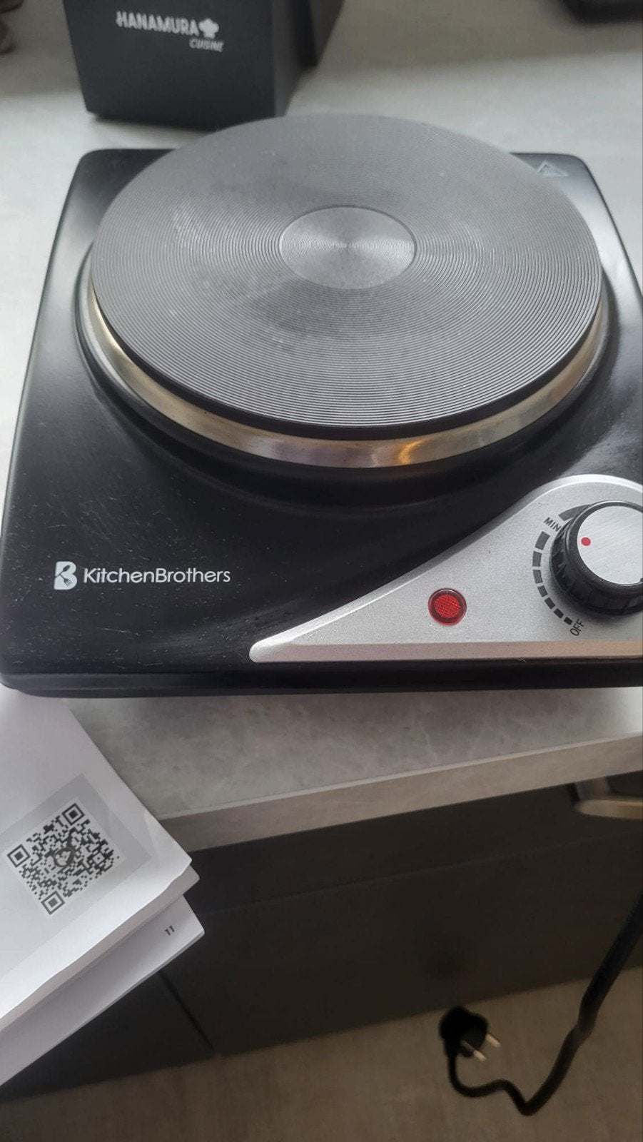 KitchenBrothers Elektrische Kookplaat - 1 Pit - Zwart, Witgoed en Apparatuur, Ophalen, 3 kookzones of minder, Zo goed als nieuw