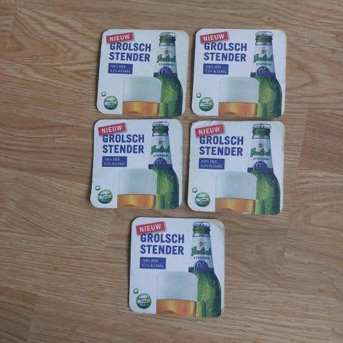 5xGrolsch Stender bierviltjes, Jaren 80, Verzamelen, Ophalen of Verzenden, Gebruikt, Viltje(s), Overige merken