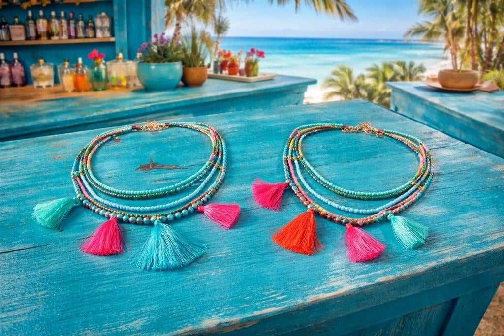 Partij geweldige ibiza kettingen  koopje boho, Ophalen of Verzenden, Nieuw, Overige kleuren, Overige materialen