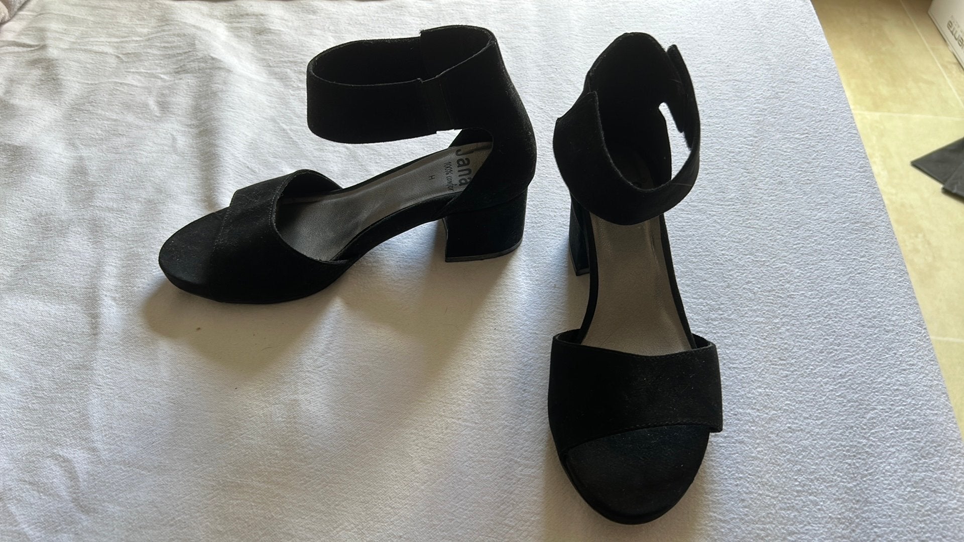 Jana zwarte sandalen maat 38H, Verzenden, Zo goed als nieuw, Zwart, Sandalen of Muiltjes