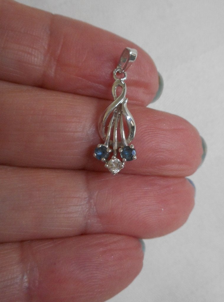Zilveren hanger met saffier nr.1401, Verzenden, Zo goed als nieuw, Met edelsteen, Zilver
