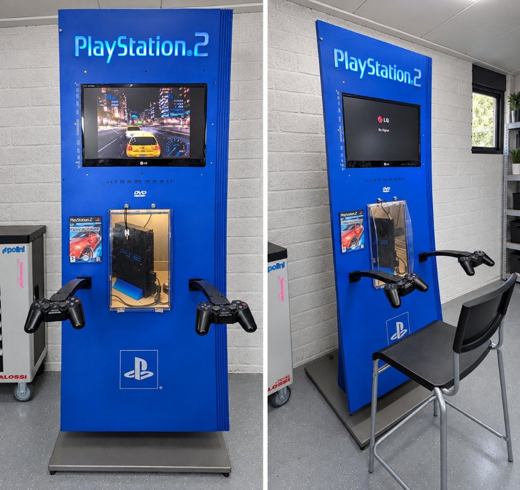 PlayStation 2 PS2 Kiosk / Demopod SCEB compleet werkend, Ophalen, Gebruikt, Met games, Met 2 controllers