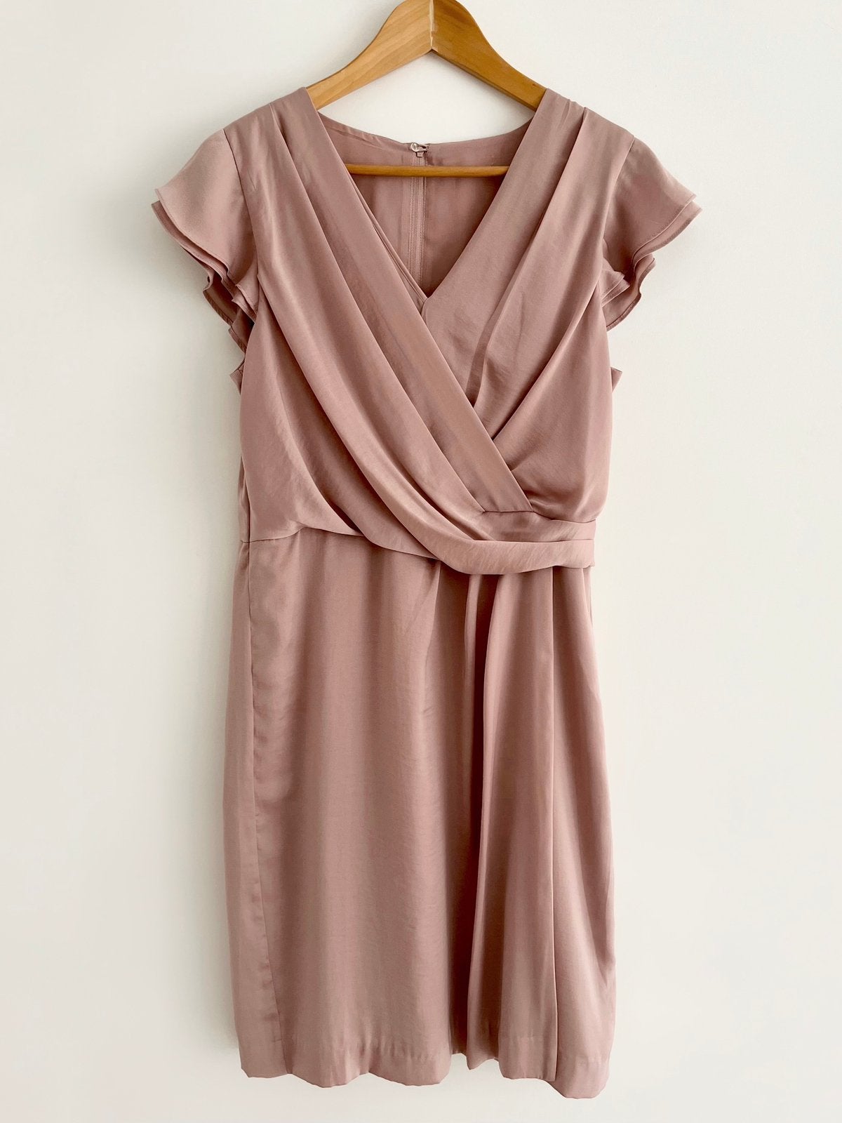 Roze satijnlook midi-jurk Steps (1x gedragen) - maat 38, Maat 38/40 (M), Ophalen of Verzenden, Zo goed als nieuw, Roze