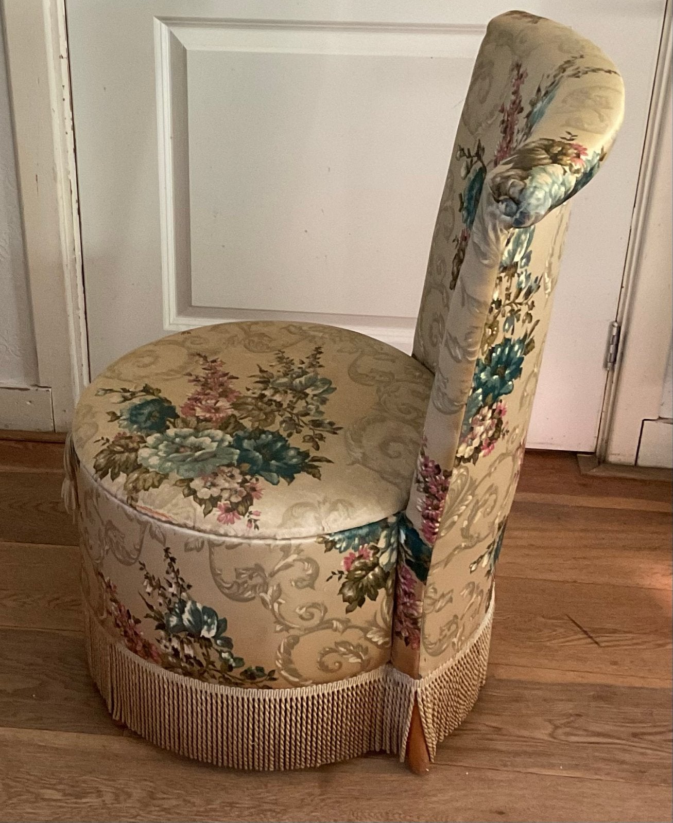 Vintage Opbergkrukje met Bloemenprint en Franjes, Ophalen